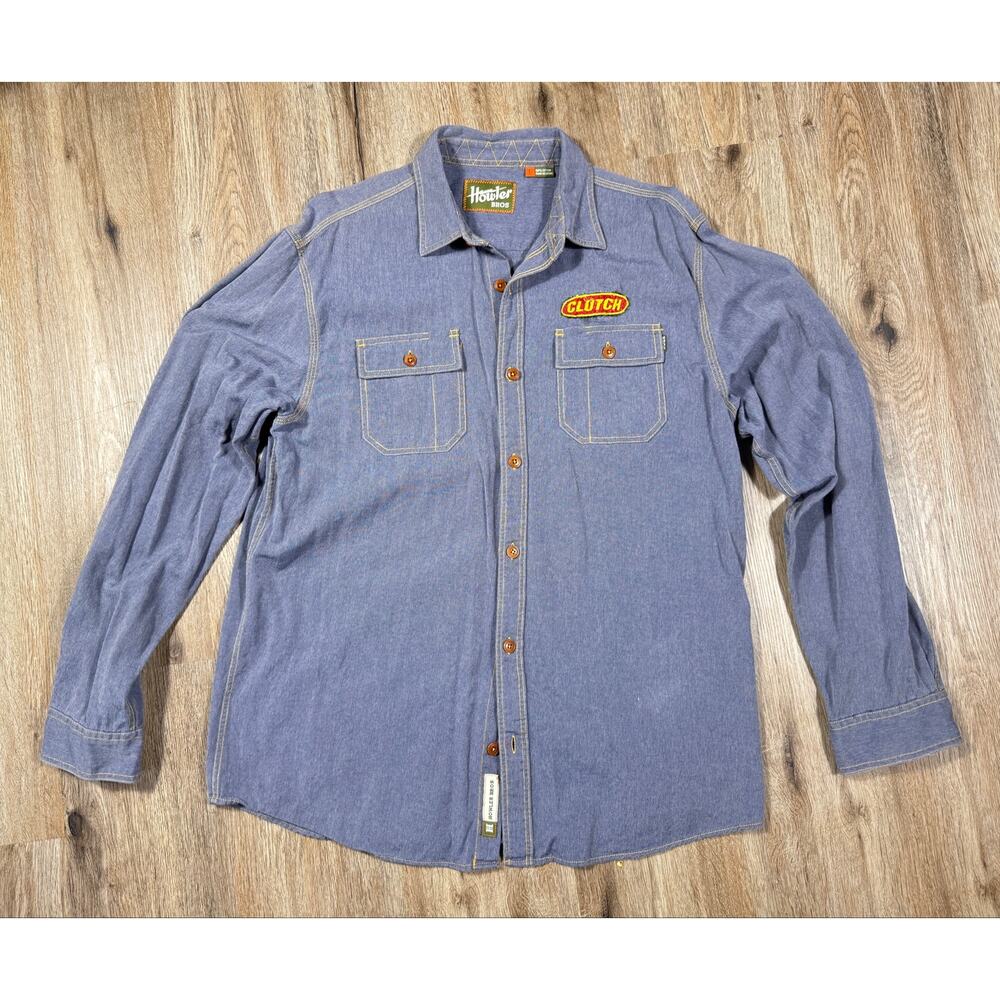 Howler Bros x Clutch Chambray Work Shirt Men’s Large Blue Rare Patch Button Up